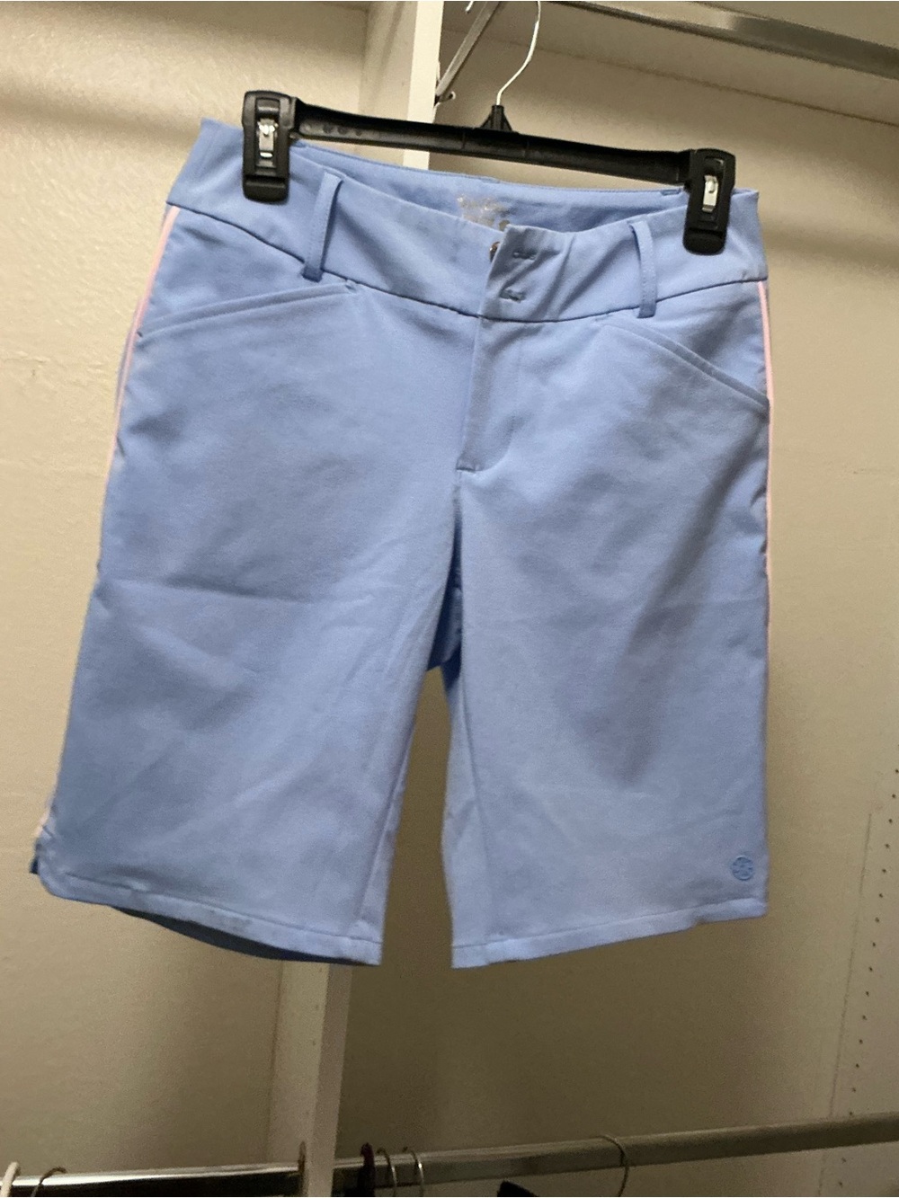 Lilly Pulitzer Light Blue Golf Shorts with Pink Side Trim